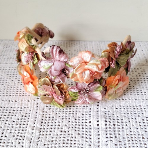 Vtg floral headband velvet - headband,