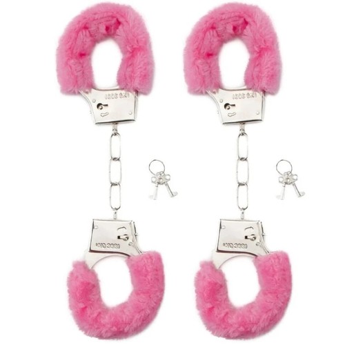 Pink fluffy toy - toy, handcuffs