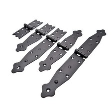 Black Decorative Backflap Hinge Heavy Duty Strap Tee Gate Door Shed Box Fence