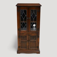 Old Charm Hi Fi/Record Cabinet 1 Adjustable Shelf Tudor Brown FREE UK Delivery