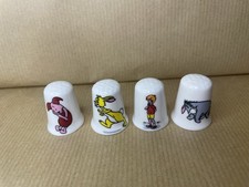 4 X Winnie The Pooh Thimbles: Stoke On Trent Fine Bone China. Christopher Robin