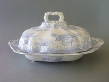 Antique Asiatic Pheasants Vegetable Tureen & Lid - B&K Ltd Rectangle Blue White
