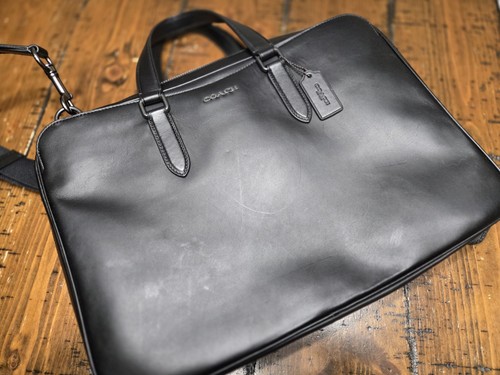 Black leather coach - black,