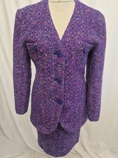 Vintage ALEXON 2 Piece Ladies Wool Tweed Jacket Skirt 1970/80s Suit UK10/12