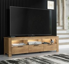 TV Stand Dark Oak Effect 170cm Unit Cabinet LED Lights Prestigio 02
