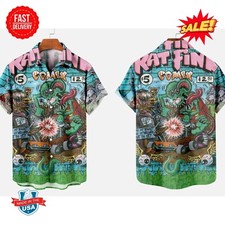 Vintage Rat Fink Hawaiian Shirt - Speed Demon Cartoon, Hot Rod & Flames Vibes