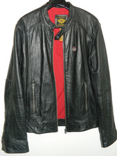 Superdry black Leather biker jacket   size Large / 40 chest ....Rare  style