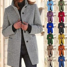 Womens Wool Blazer Coat Jacket Ladies Office OL Work Cardigan Lightweight Tops