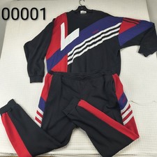 Vintage 80s Adidas Sweat Suit Men's XL Top 2XL Pants Black Red Purple Tracksuit