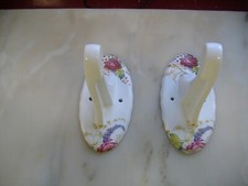 DOOR HOOKS, a pair of VTG Hadida  English Fine Bone China, Floral Decoration.