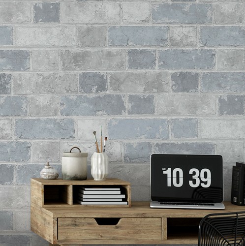 Rustic brick wall effect blue - effect,