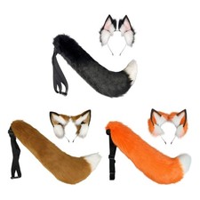 Multi Size Foxes Ears Headbands And Tail Halloween Outfit Family Friendly Soft