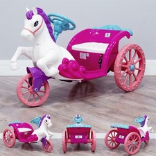 RiiRoo Princess 6V Unicorn Style Horse & Carriage Ride-on Toy Battery Operated