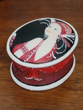 SHUDEHILL Figurine Roaring Twenties Charleston Lady In Exotic Hat Trinket Box