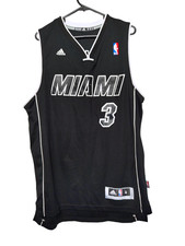 NBA Miami Heat Dwyane Wade #3 Adidas Blackout Jersey Black/White Medium +2