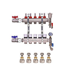 Underfloor Heating Manifold 5 Port Kit Without Pump Set Inc 16 x 2 Euro Cones