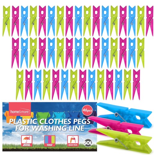 Strong plastic clothes pegs - plastic,