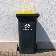Bin Stickers | House Number & Address Vinyl Label | Weatherproof Bin Label