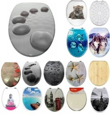 MDF Soft Slow Close Printed Toilet Seat Novelty Design Stainless Steel Hinges UK