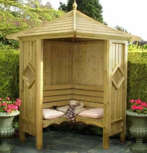 Garden corner arbour seat - garden,