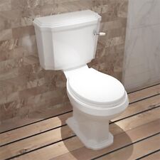 Traditional Close Coupled Toilet Ceramic White Soft Close Seat Bathroom Oval Pan