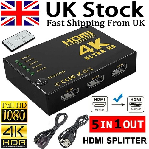 Hdmi switch switcher port - hdmi, 5