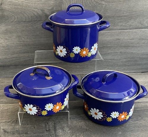Three vintage floral - three, enamel