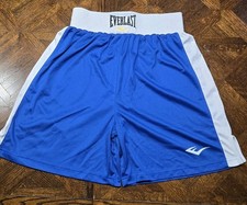 Everlast Mens Blue White Amateur Competition Trunks Boxing MMA Shorts Medium