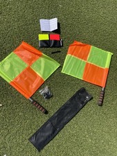 Referee Flags with bag, Whistle. Red and Yellow Cards and match card