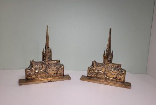 Vintage brass bookends norwich - bookends,