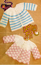 0623 Crochet Babys Matinee Cardigans 17-18ins 3 or 4ply  - Vintage Pattern Copy