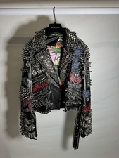 Women’s Philipp Plein Leather Studded Biker Jacket / Large / UK 12 / RRP £6500