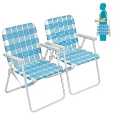 #WEJOY 2 Pack Folding Webbed Lawn Beach ChairHeavy Duty Portable Chairs for O...