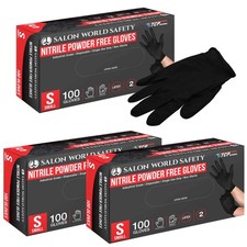 Black Nitrile Disposable Gloves, 3 Boxes of 100, Small, 4.0 Mil - Latex Free