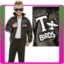 Child T-Birds Costume Gang Rock Boys 50s Black Grease Danny T bird Tbird Jacket