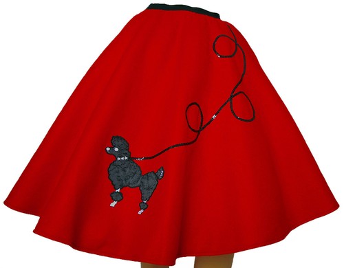 Red felt poodle skirt - skirt, _
