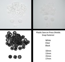 Plastic Sew on Press Studs Shields Snap Fasteners Sewing Crafts Findings