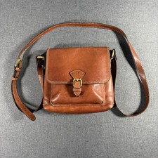 Gianni Conti  Crossbody Bag Brown Leather Aged Patina Classic Style Please Read