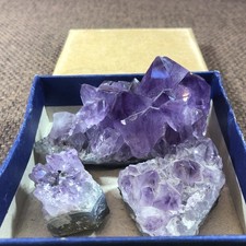 Amethyst Geode Cluster 3 Piece Set - Measurements In Photos