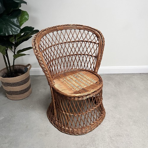 Vintage 1970s rattan peacock - rattan,