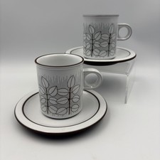 Hornsea Pottery Charisma Espresso Coffee Cups & Saucers x 2 Vintage 1970s