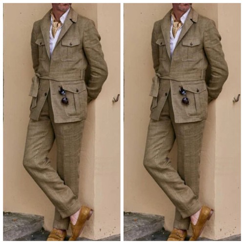 Vintage khaki linen - khaki,