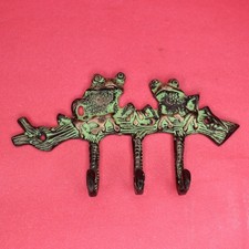 Frog Todd Shape Antique Finish Handmade Brass Cloth Key Towel Wall Hanger Hook
