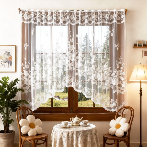 Floral sheer lace curtain - floral,
