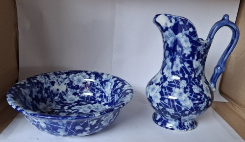 Blue white floral wash - &, jug