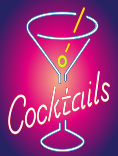 Cocktails neon print - neon, retro