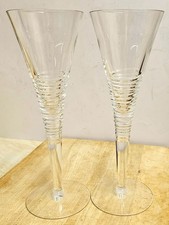 2 Stuart Crystal Jasper Conran Strata wine flutes 10.25in in good condition