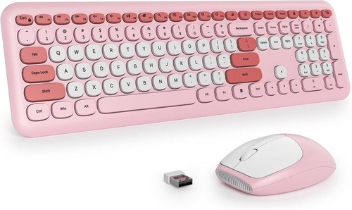 Pink keyboard and mouse - keyboard,