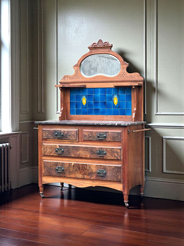 Edwardian walnut marble top - walnut,