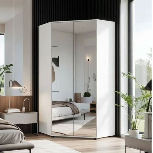 Corner wardrobe white mirrored - corner,